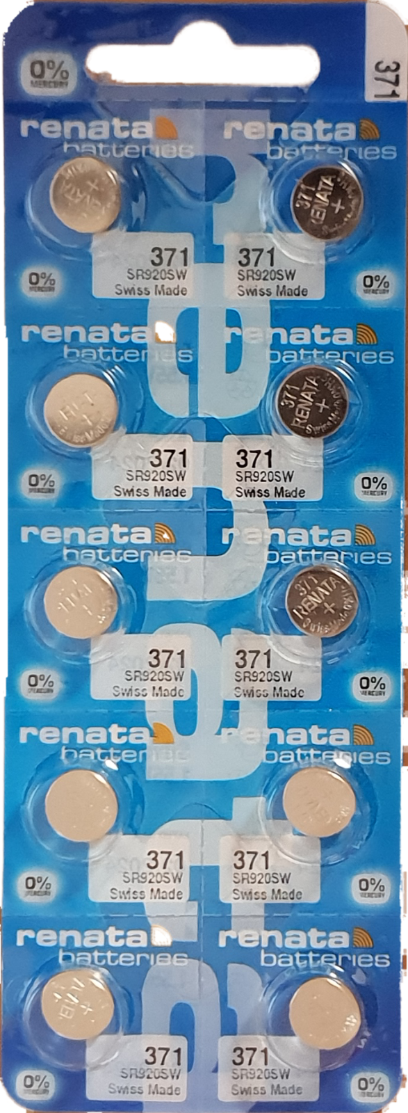 10 x RENATA Uhrenbatterie 371 für Armbanduhr Knopfzelle SR 920 V371 SR
