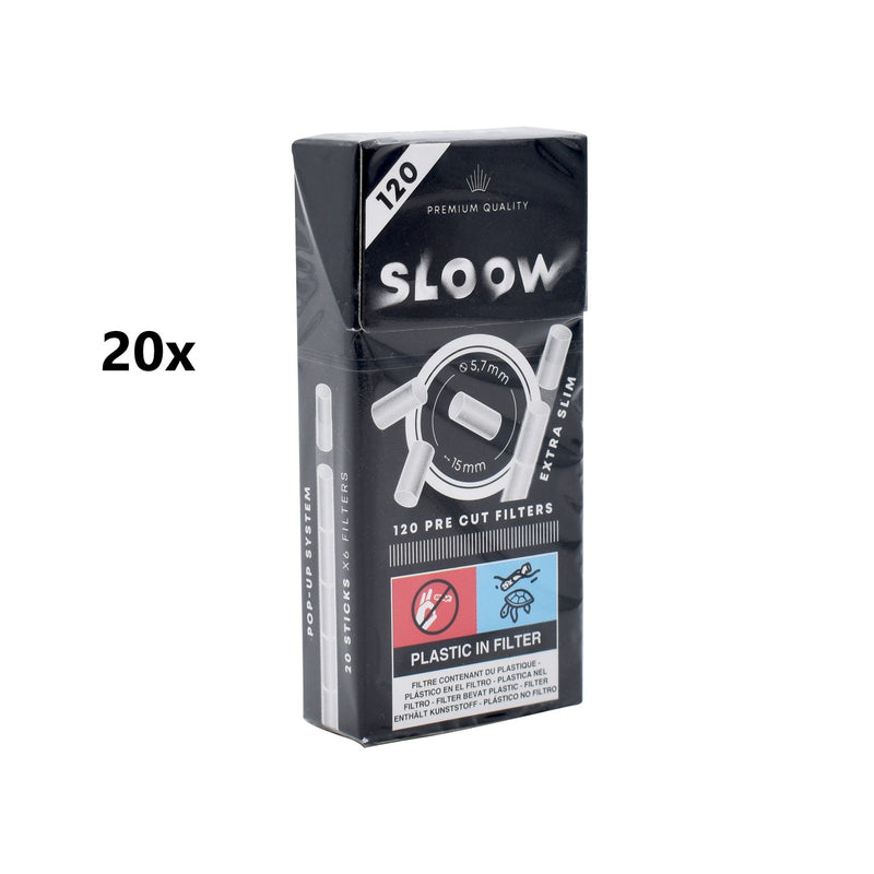 SLOOW xtra Slim Precut Filter Tips 120-D20 20 Packungen a 120 Filter