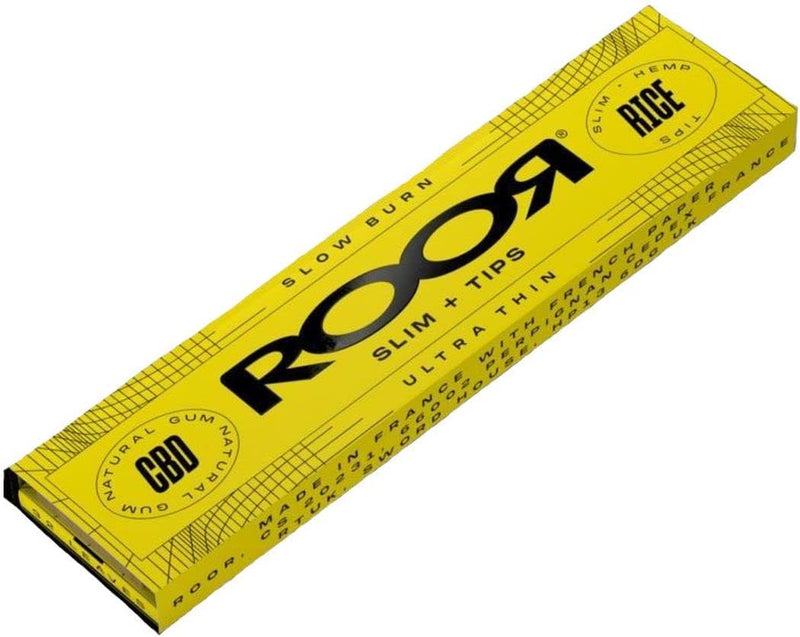 Roor - Ultra Thin King Size plus Tips - Rice Paper - Slow Burning - 32 x 32