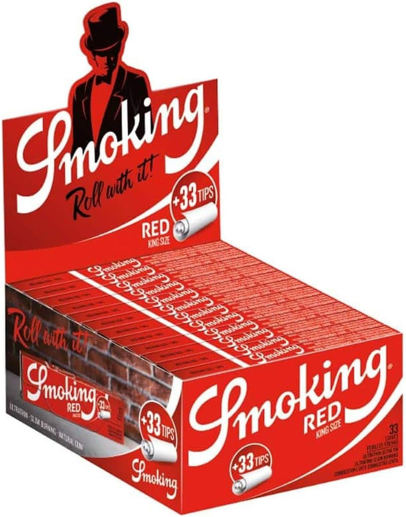 Smoking RED King Size plus Tips - 24 Hefte je 33 Blatt