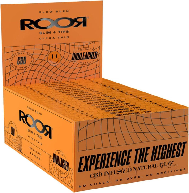 Roor - Ultra Thin King Size plus Tips - Unbleached Paper - Slow Burning - 32 x 32