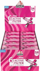 Gizeh Active Filter PINK 6mm - mit Kokoskohle - 10 Boxen a 34 Filter = 340 Filter