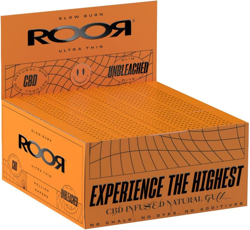 Roor Ultra Thin - King Size Slim Unbleached Paper - Slow Burning - 50 x 32