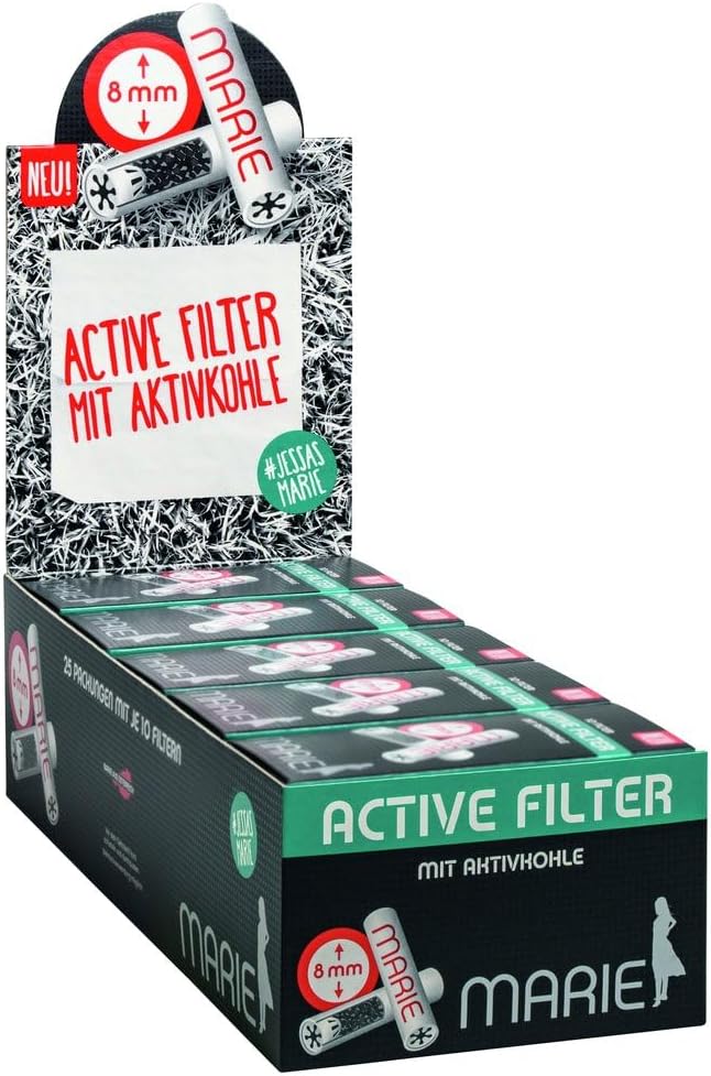 MARIE Activ Filter - Aktivkohlefilter 8mm - 25 Packungen a 10 Filter