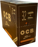 OCB Unbleached Slim Virgin Paper + Tips - 32 Heftchen a 32 Blatt - Langes Papier ungebleicht plus Tips