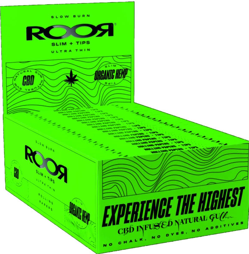 Roor - Ultra Thin King Size plus Tips - Organic Paper - Slow Burning - 32 x 32