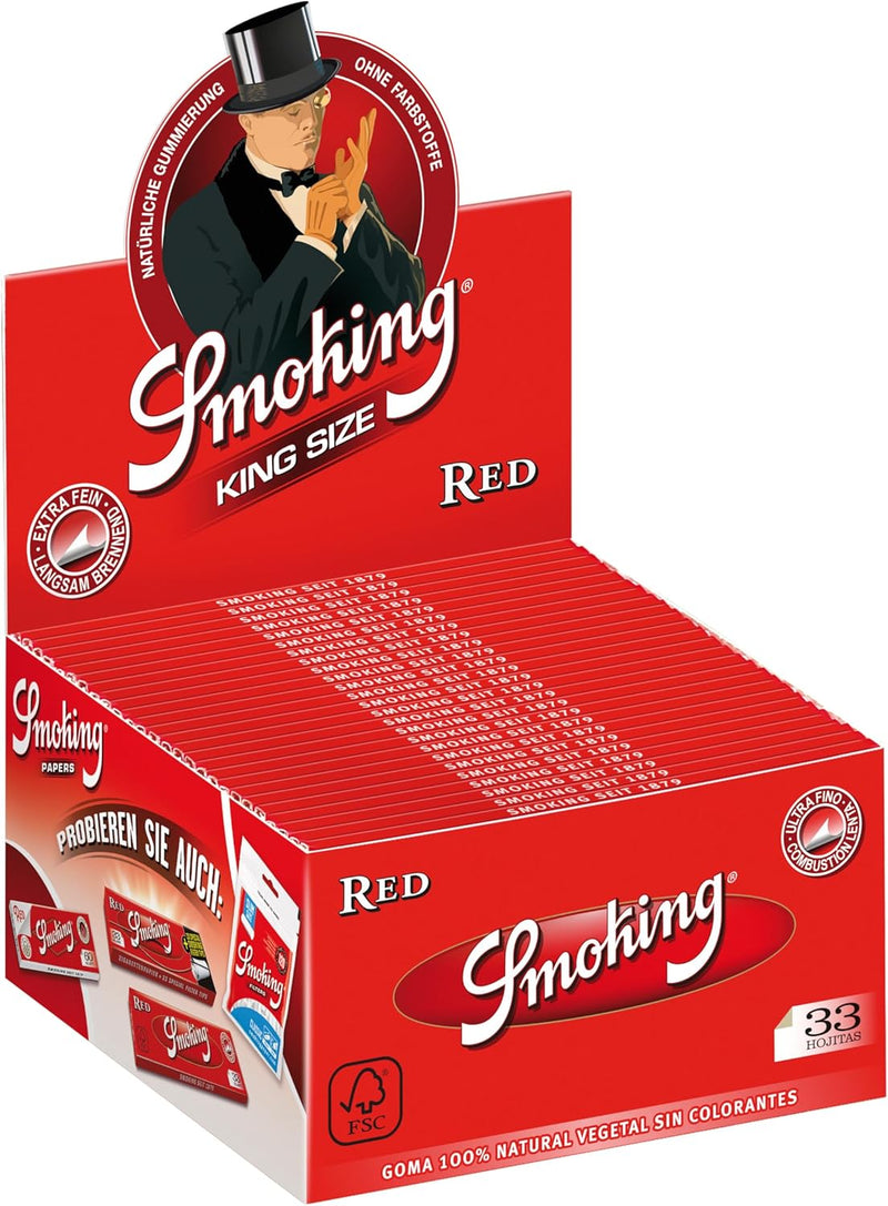 Smoking RED - KS Slim - 50 Hefte je 33 Blatt