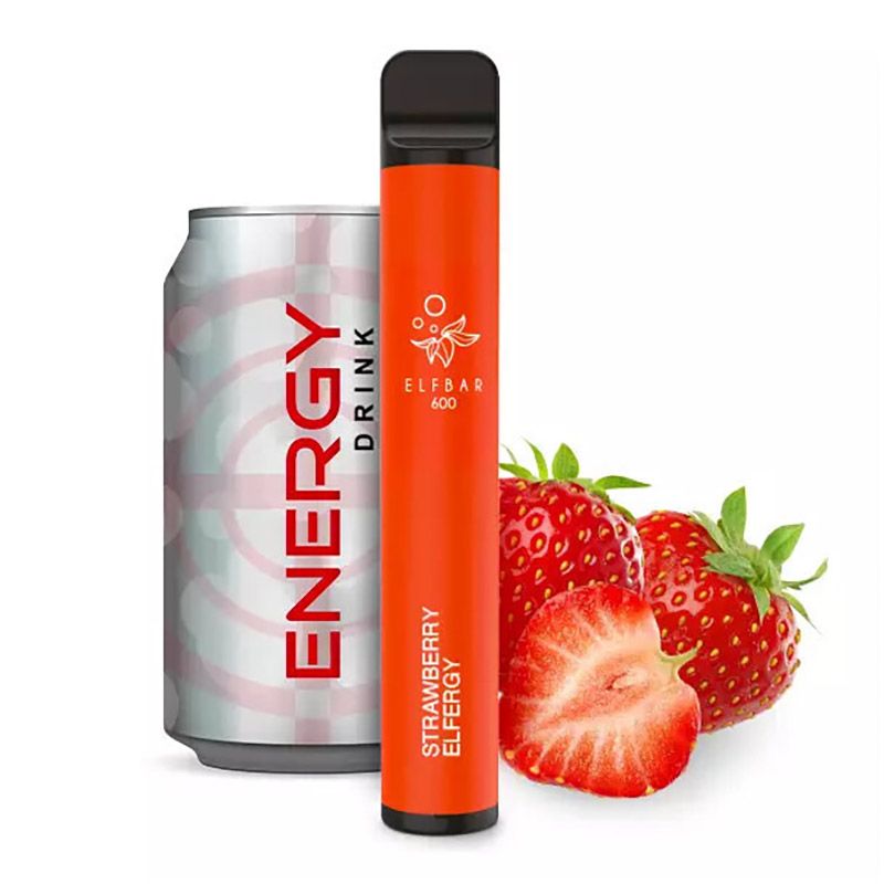 Elfbar 600 Strawberry Elfergy 20mg Nikotin ( Erdbeer Energy Drink )  😋