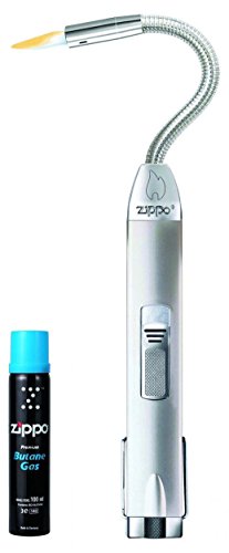 Zippo Gas Feuerzeug Stab MPL Flex Neck Silber Kerze Ofen etc. - inkl. 1 x Gratis Original Gas 100 ml - 60003111