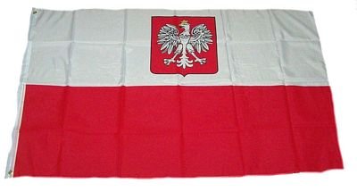 Fahne / Flagge Polen mit Wappen NEU 150 x 250 cm