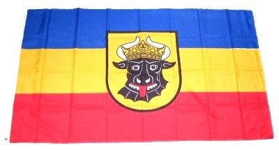Flaggenking 17078, Mecklenburg Ochsenkopf Flagge/Fahne - wetterfest, mehrfarbig, 150 x 90 x 1 cm