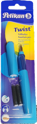 Pelikan Füller 923441 TWIST Füllhalter blau + 2 Tintenpatronen