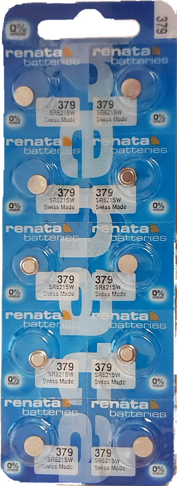 10 x RENATA Uhrenbatterie 379 für Armbanduhr Knopfzelle SR 521 V379 SR521SW AG 0