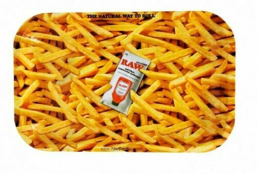 RAW Metall Tablett 34 x 28 cm Rolling Tray Pommes Frites & Ketchup Design