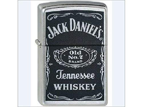 Zippo Feuerzeug 60001202 Jack Daniel's Label Benzinfeuerzeug, Messing, Street Chrome, 1 x 3,5 x 5,5 cm