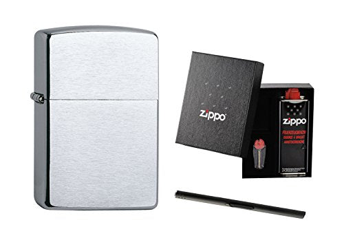 Zippo Geschenkset mit Zippo chrome bushed und Stabfeuerzeug