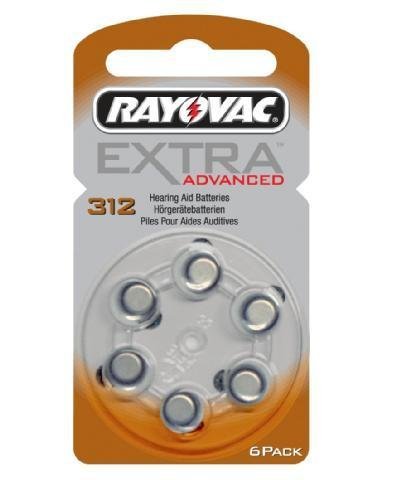 4 x Rayovac Type 312 Hearing Aid Batteries (6 Pack) + 1 Pack FREE!