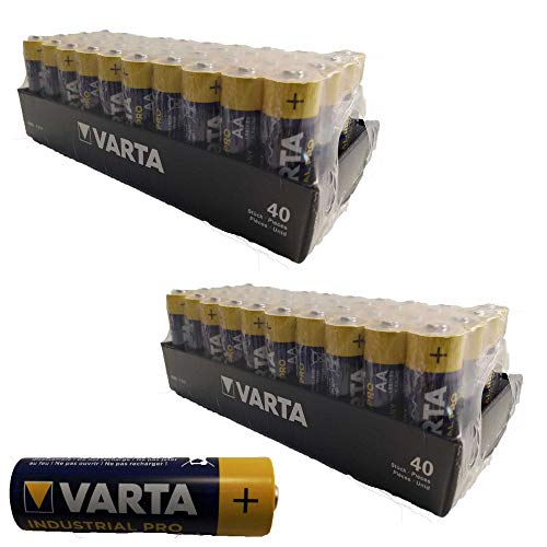 80 x Varta Batterien Alkaline, Mignon, AA, LR06, 1.5V Industrial, Shrinkwrap