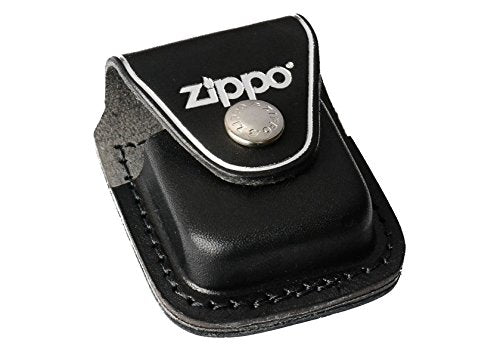 Zippo Ledertasche schwarz Pouch Black with Clip Feuerzeug, Chrom, 5.8 x 3.8 x 1.8 cm