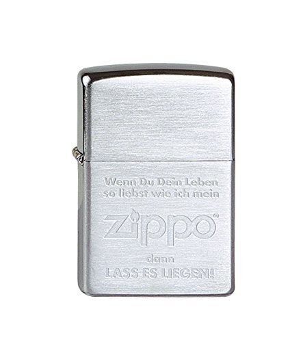Zippo Feuerzeug 60001328 Lass Es Liegen Benzinfeuerzeug, Messing, Brushed Chrome