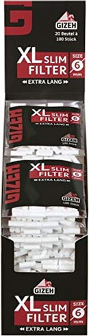 Gizeh 415925015 20 Beutel x 100 Filter Schwarz XL Schlanker Filter Durchmesser 6 mm Länge 19 mm