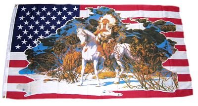 Fahne / Flagge USA Indianer auf Pferd NEU 90 x 150 cm