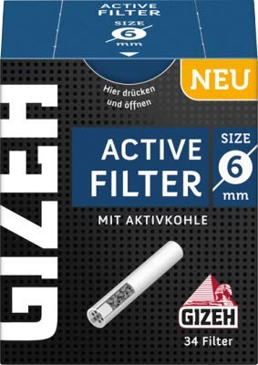 Gizeh 68 x Active Tips Slim Aktivkohlefilter 6mm 2x34er Filtertips
