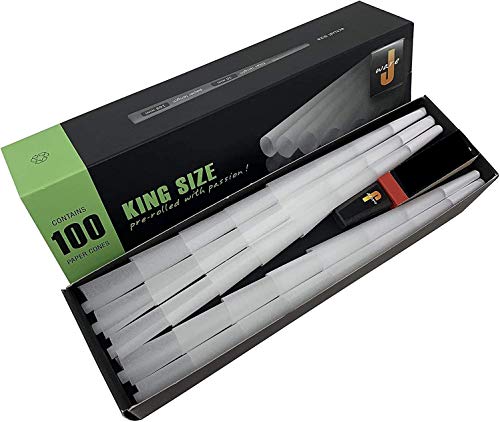 J-Ware JWARE-White Konische King Size Hülsen 109mm/26mm-White Paper/Tip-1 Box mit 100 Cones, weiß, M