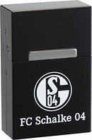 Zippo 16631 Zigaretten Box FC Schalke 04 - Alu Box schwarz - Gravur Zigaretten Box, Chrom, Silber, 6 x 4 x 2 cm