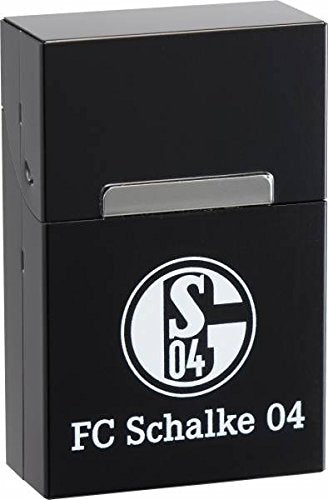 Zippo 16631 Zigaretten Box FC Schalke 04 - Alu Box schwarz - Gravur Zigaretten Box, Chrom, Silber, 6 x 4 x 2 cm