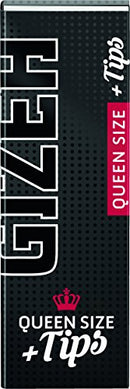 Gizeh Black Queen Size 1/14 + Tips-26 Heftchen mit je Blättchen + 50 Tips Zigarettenpapier, Zellstoff, Schwarz, 12 x 6 x 4 cm