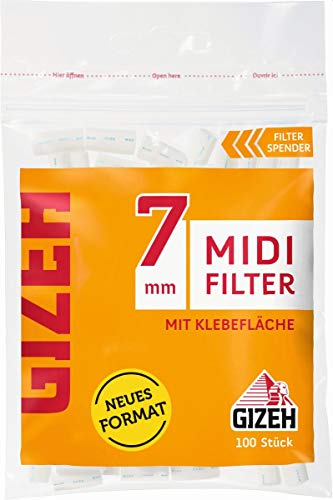 Gizeh Midi Filter 7 mm mit Klebefläche 10 Beutel x 100 Stück Neues Format, Orange, S