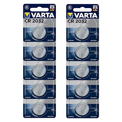 VARTA Batterien Electronics CR2032 Lithium Knopfzelle 3V Batterie 10er Pack Knopfzellen in Original 1er Blisterverpackung