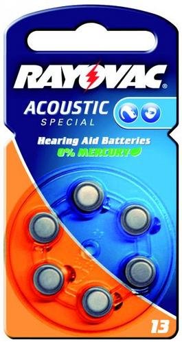 Knopfzelle Zink-Luft Rayovac Acoustic V 13 für Hörgeräte, 6er-Pack