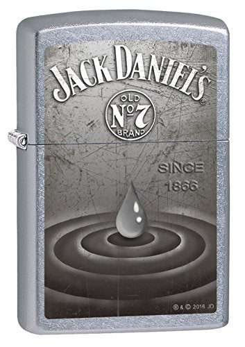 Zippo Jack Daniels-Street Chrome-Spring 2017 Feuerzeug, Silber, 5.8 x 3.8 x 2 cm