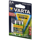 VARTA Ready2Use Akku Mignon AA 2100 mAh 2er Pack Accu NiMH, 56706, HR6
