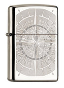 Zippo PL Compass 60001008 Feuerzeug, Messing, Schwarz, 1 x 3,5 x 5,5 cm