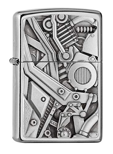 ZIPPO  Sturmfeuerzeug, Motorbike Motor, Emblem Attached, Street Chrome, nachfüllbar, in hochwertiger Geschenkbox