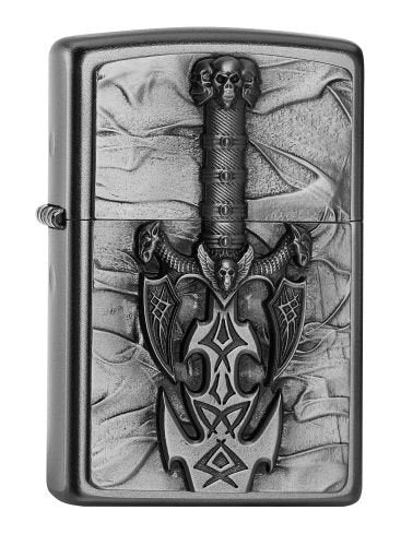 Zippo PL Dark Side Sword Feuerzeug, Messing, Edelstahloptik, 1 x 3,5 x 5,5 cm