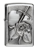 Zippo Feuerzeug 2004311 Heart with Rose Benzinfeuerzeug, Messing, Edelstahloptik, 1 x 3,5 x 5,5 cm