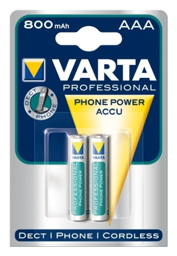 Varta Phone Accu AAA Micro Ni-Mh Akku (2x 2-er Pack, 800 mAh, geeignet für schnurlose Telefone)