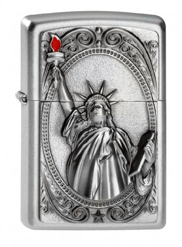 Zippo Feuerzeug 2003967 Lady Liberty Benzinfeuerzeug, Messing, Edelstahloptik, 1 x 3,5 x 5,5 cm