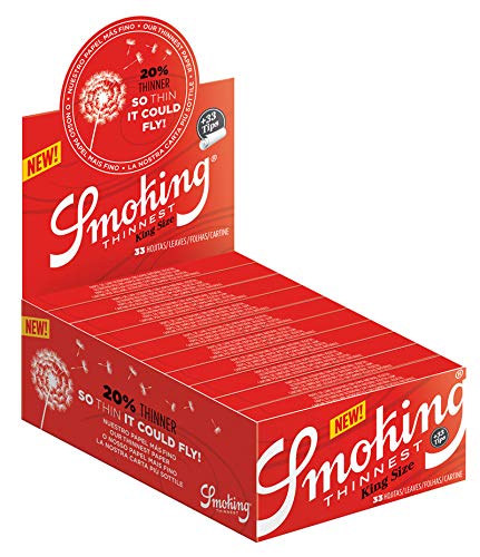 Smoking Thinnest King Size Slim Blättchen+Tips, je 33 Stück pro Heftchen 12 Heftchen