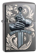 Zippo Unisex-Erwachsene Knights Glove Design Black Ice Pocket Lighter Feuerzeug, EinheitsgrÃ¶Ãe