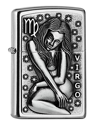 Zippo PL 207 Virgo Tierkre. V19 Feuerzeug, Messing, Design, 5,83,81,2