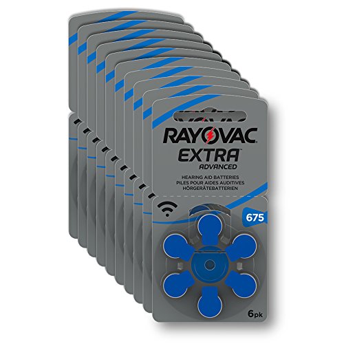 Rayovac Extra Advanced Zink Luft Hörgerätebatterie (in der Größe 675er Pack, mit 60 Batterien, geeignet für Hörgeräte Hörhilfen Hörverstärker) blau