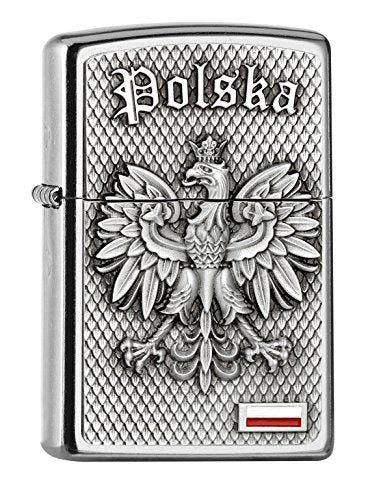 Zippo POLSKA-Street Chrome Feuerzeug, schwarz, 5.8 x 3.8 x 1.8 cm