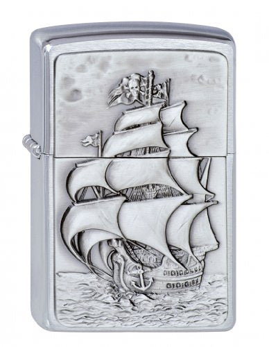 Zippo Feuerzeug 1300154 Pirate's Ship Emblem Benzinfeuerzeug, Messing