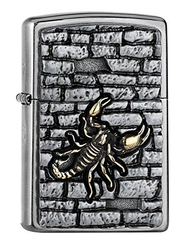 Zippo Scorpion on The Wall Emblem-Street Chrome Collection 2018 Sturmfeuerzeug, Silber, 6 x 4 x 2 cm
