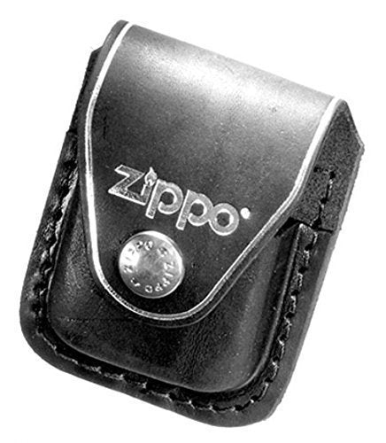 Für das Zippo: Echte Ledertasche in schwarz mit Lasche
